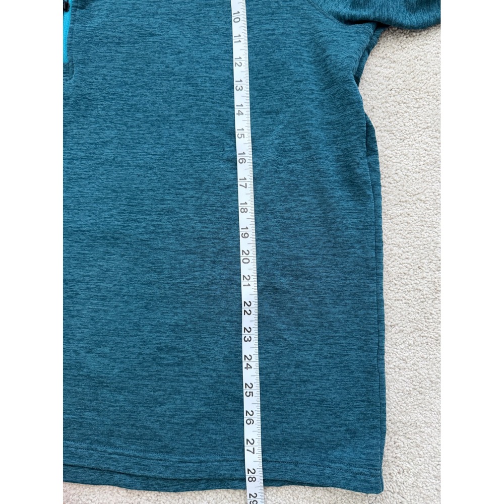 LL Bean Mens Sunwashed Quarter Zip Pullover Teal Blue XL REG Thumbholes - Picture 8 of 9